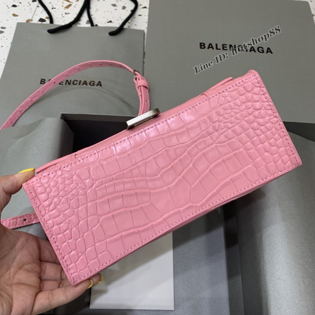 Balenciaga專櫃2022爆款小號手提包 巴黎世家新粉鱷魚紋沙漏包 fyj1520